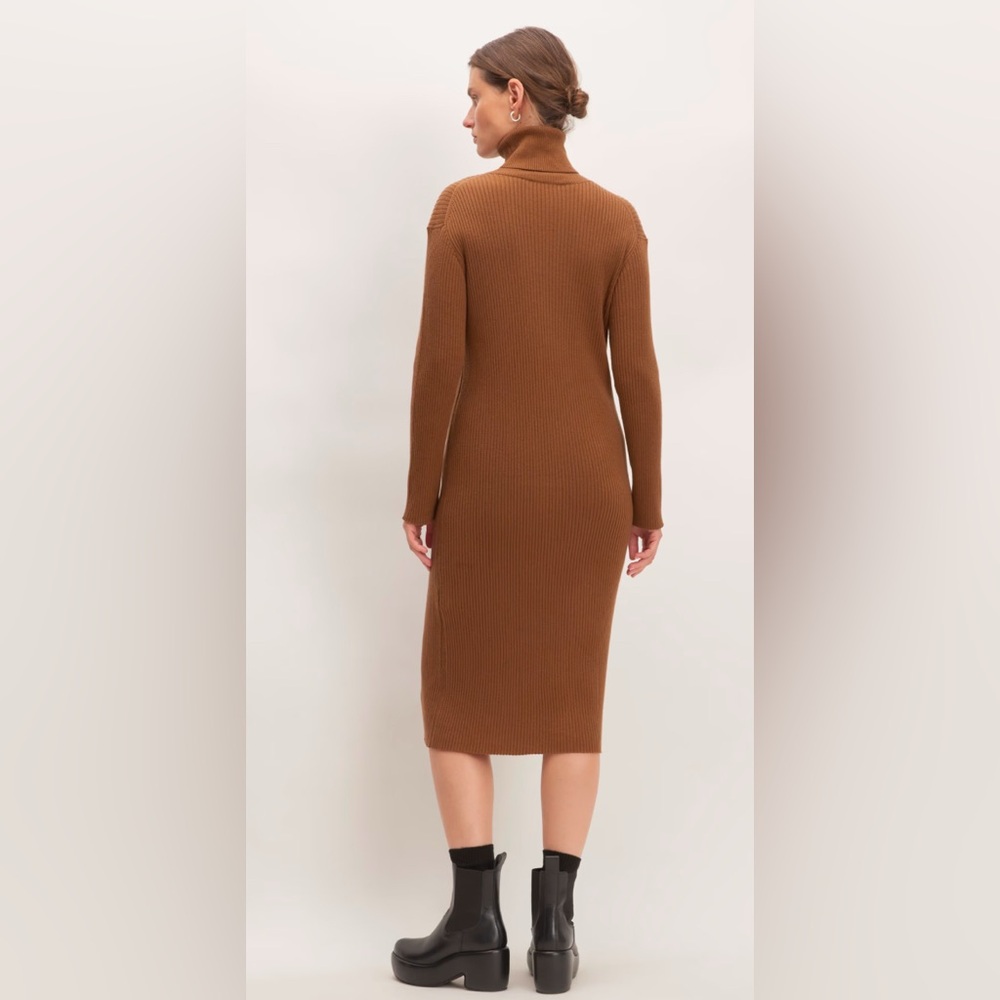 Everlane | Medium Burnt Orange Camel Cotton Wool Turtleneck Dress - Picture 4 of 9